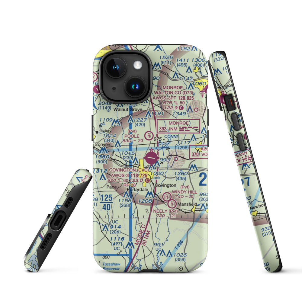 Covington Municipal Airport (CVC) VFR Sectional  Tough iPhone Case iPhone 15 model shown