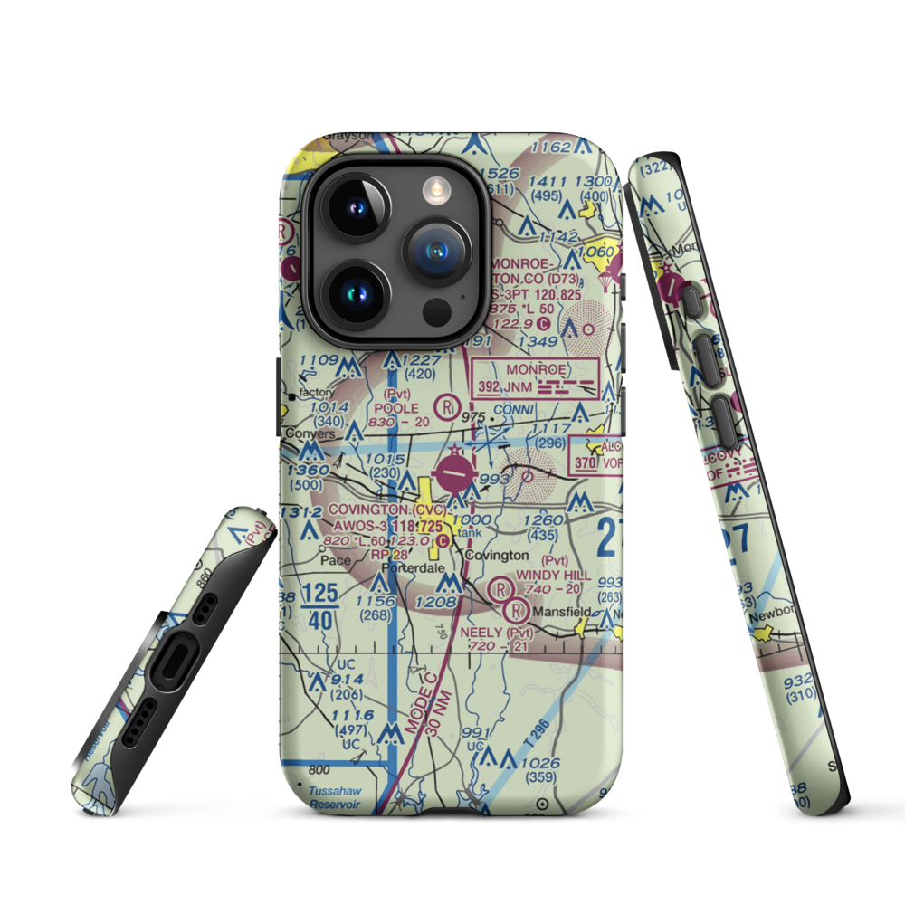 Covington Municipal Airport (CVC) VFR Sectional  Tough iPhone Case iPhone 15 Pro model shown