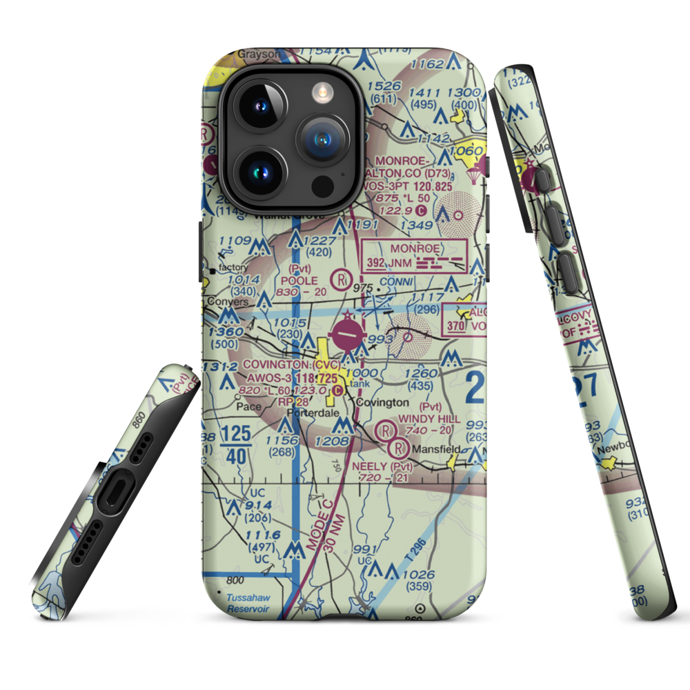 Covington Municipal Airport (CVC) VFR Sectional  Tough iPhone Case iPhone 15 Pro Max model shown