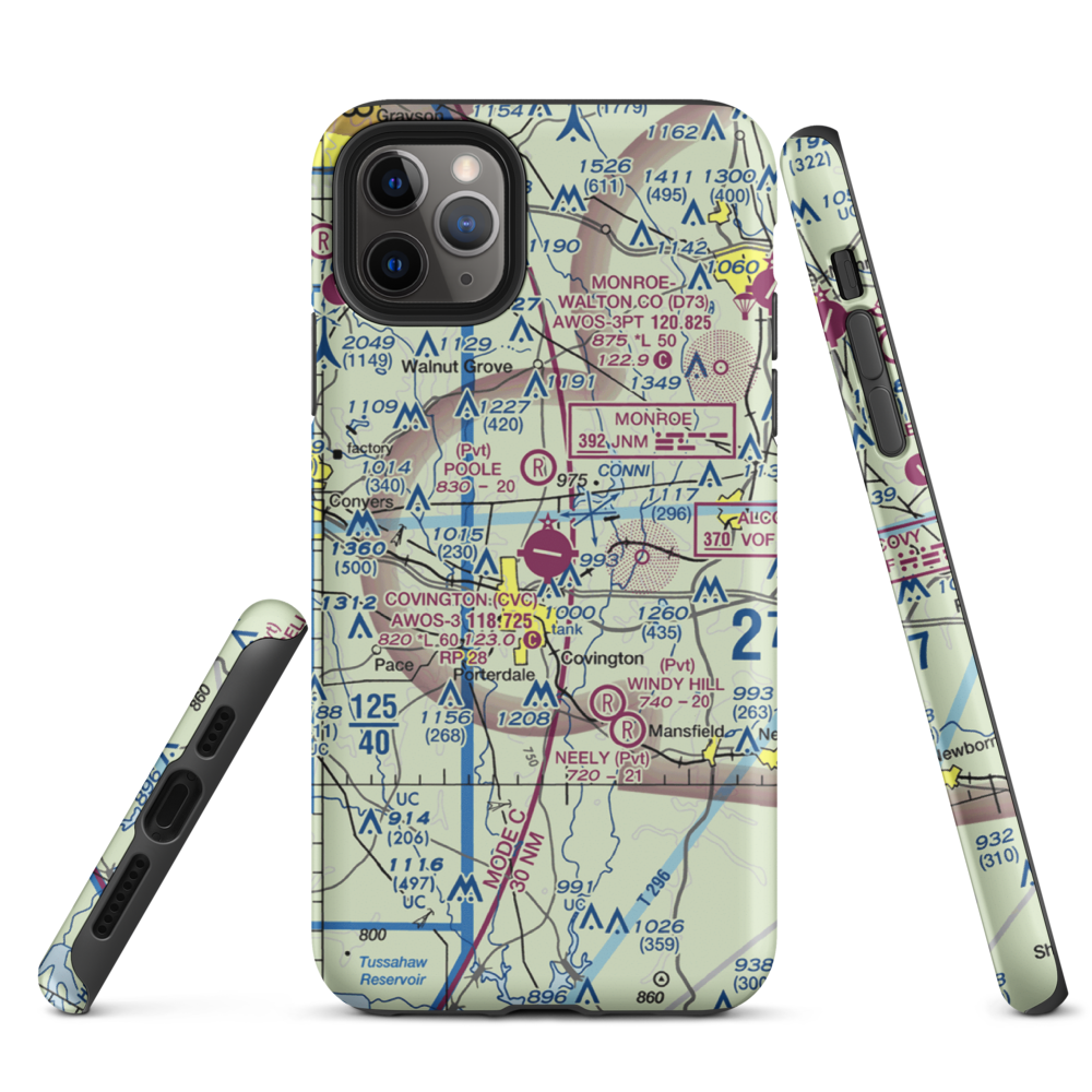 Covington Municipal Airport (CVC) VFR Sectional  Tough iPhone Case iPhone 11 Pro Max model shown