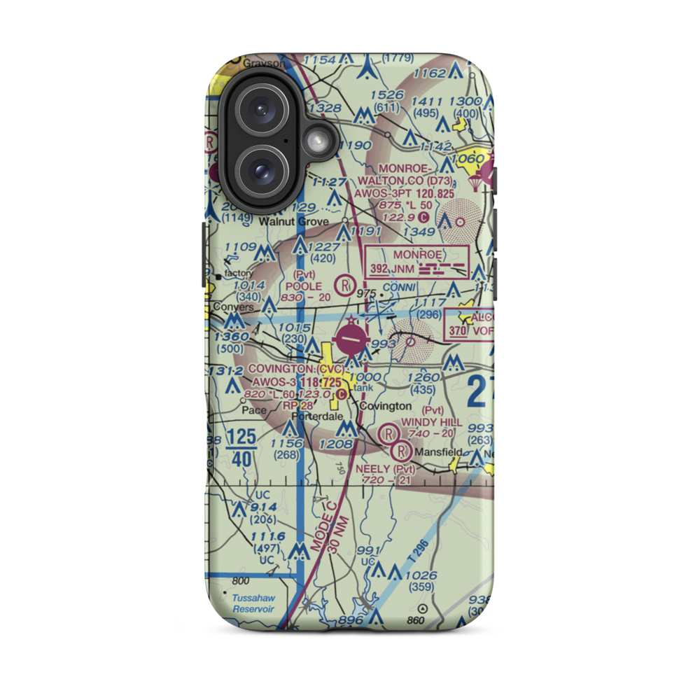 Covington Municipal Airport (CVC) VFR Sectional  Tough iPhone Case iPhone 16 Plus model shown