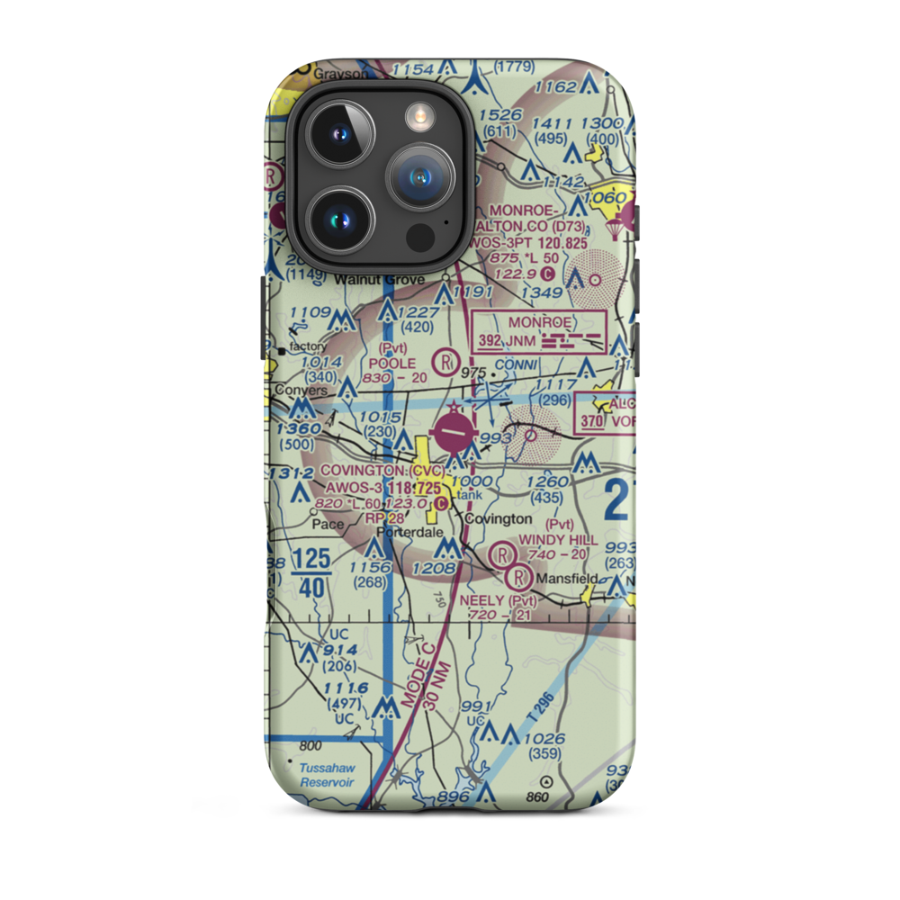 Covington Municipal Airport (CVC) VFR Sectional  Tough iPhone Case iPhone 16 Pro Max model shown