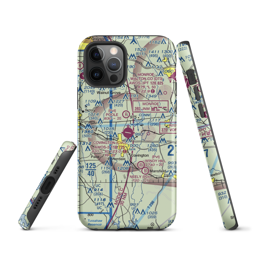 Covington Municipal Airport (CVC) VFR Sectional  Tough iPhone Case iPhone 12 Pro model shown
