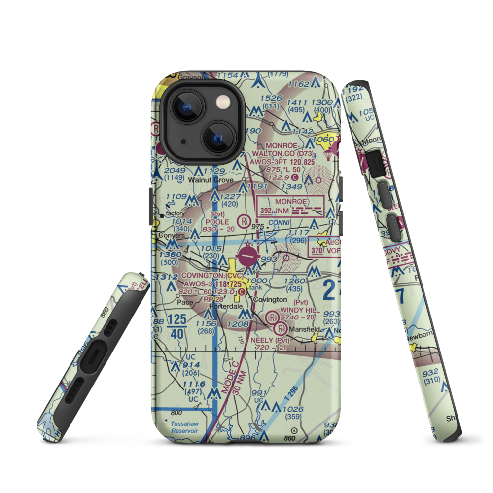 Covington Municipal Airport (CVC) VFR Sectional  Tough iPhone Case iPhone 13 model shown