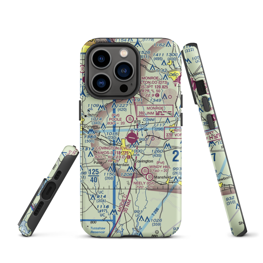 Covington Municipal Airport (CVC) VFR Sectional  Tough iPhone Case iPhone 13 Pro model shown