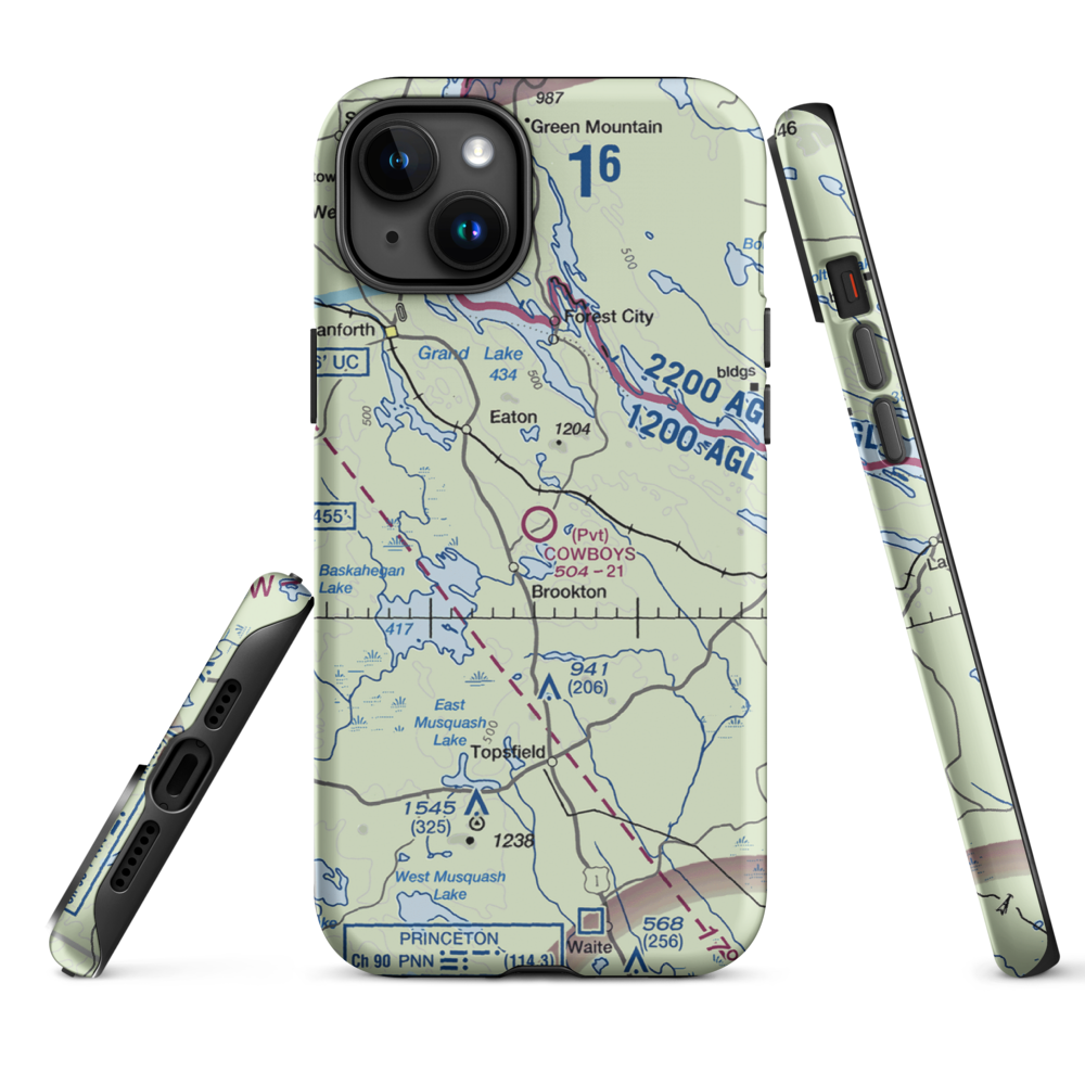 Cowboys Air Ranch Airport (84ME) VFR Sectional  Tough iPhone Case iPhone 15 Plus model shown
