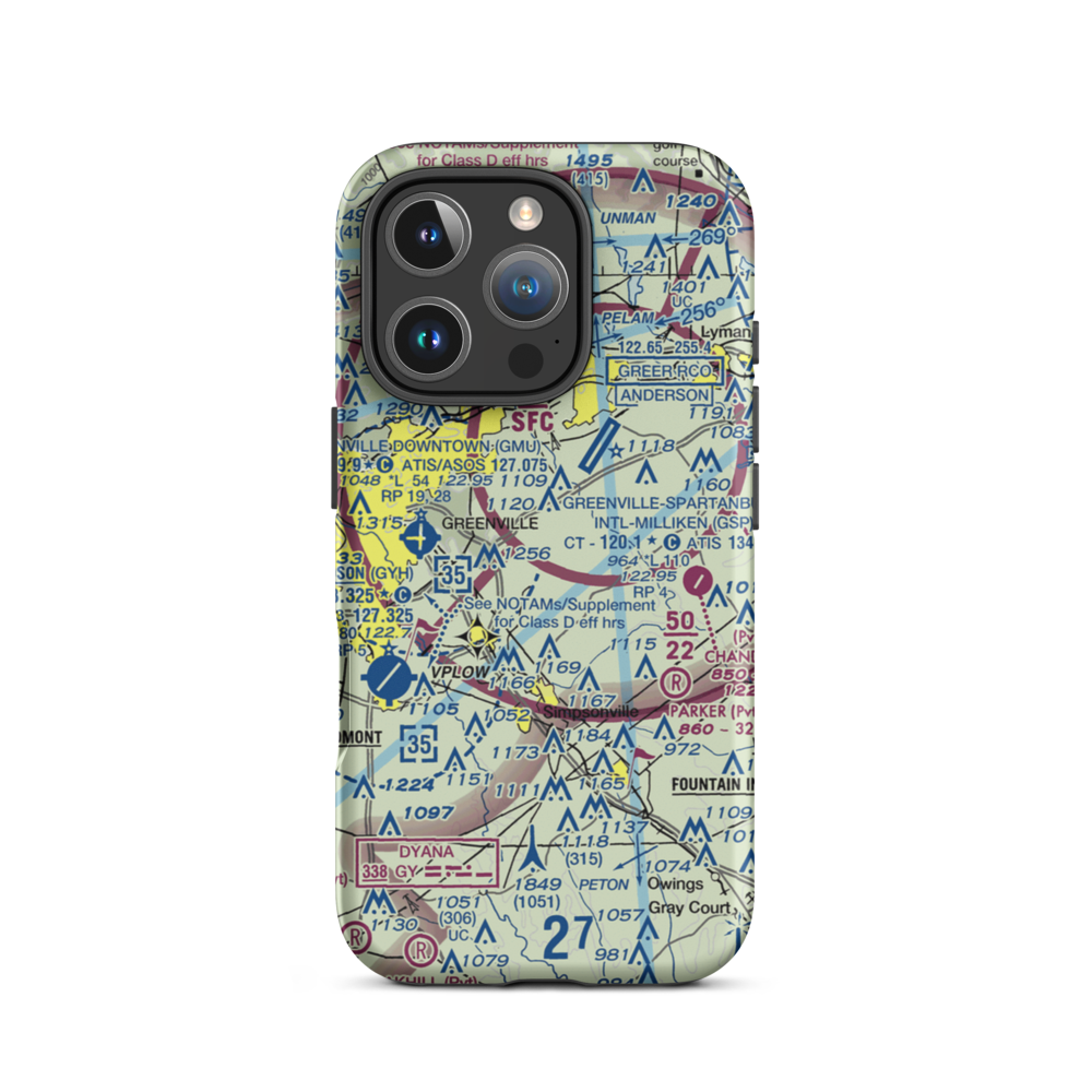 Cox Airport (SC33) VFR Sectional  Tough iPhone Case iPhone 16 Pro model shown