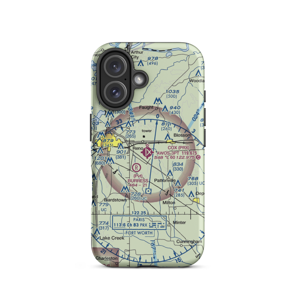 Cox Field (PRX) VFR Sectional  Tough iPhone Case iPhone 16 model shown
