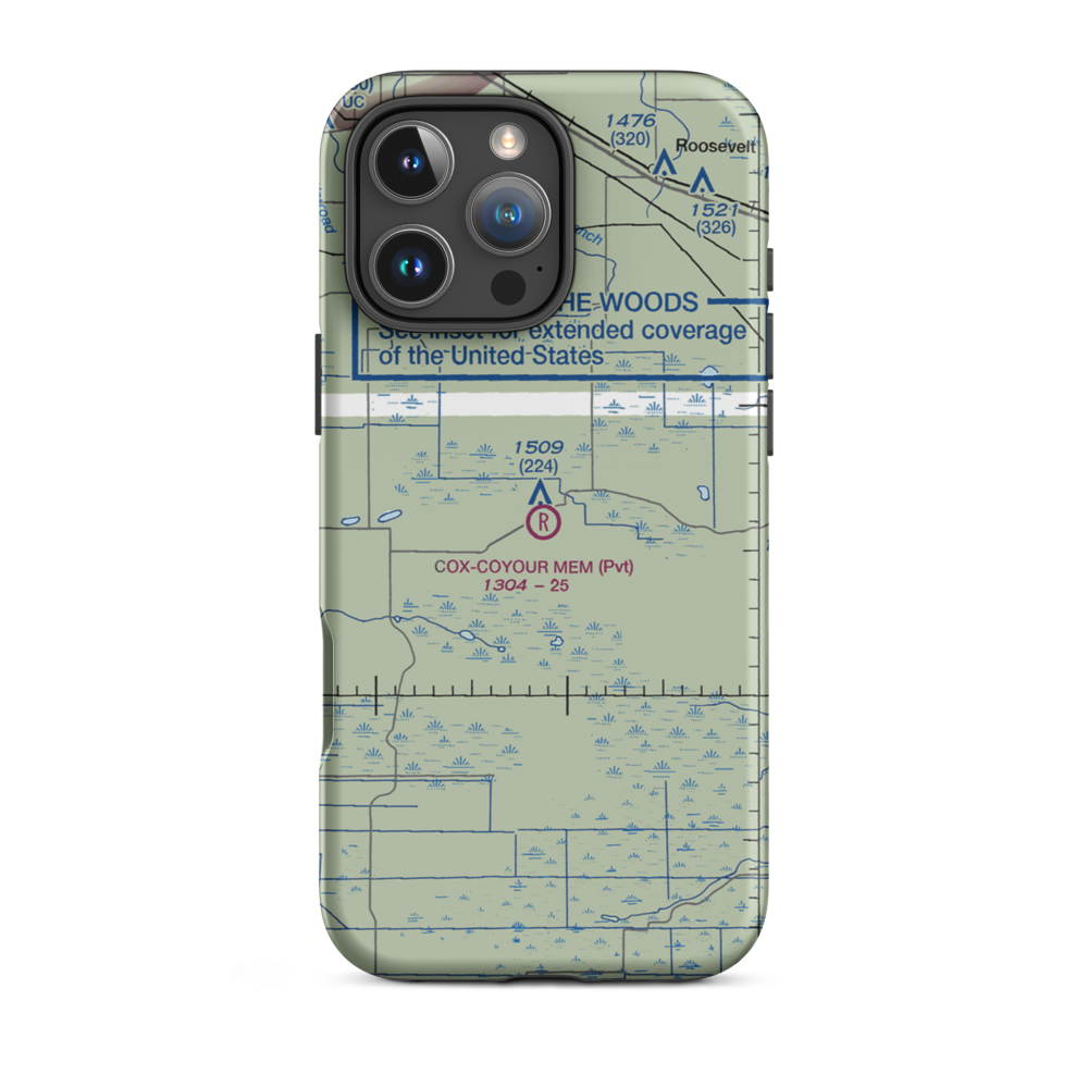 Cox-Coyour Meml Air Field (59MN) VFR Sectional  Tough iPhone Case iPhone 16 Pro Max model shown