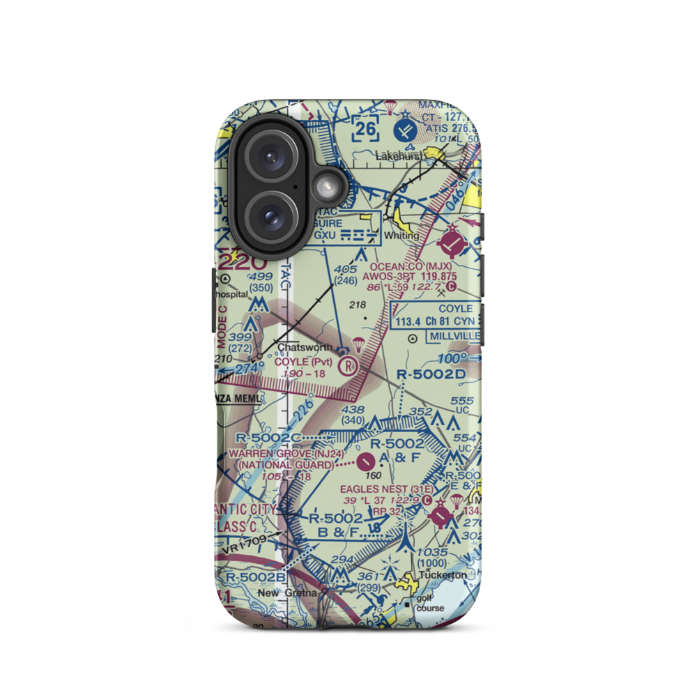 Coyle Field (NJ20) VFR Sectional  Tough iPhone Case iPhone 16 model shown
