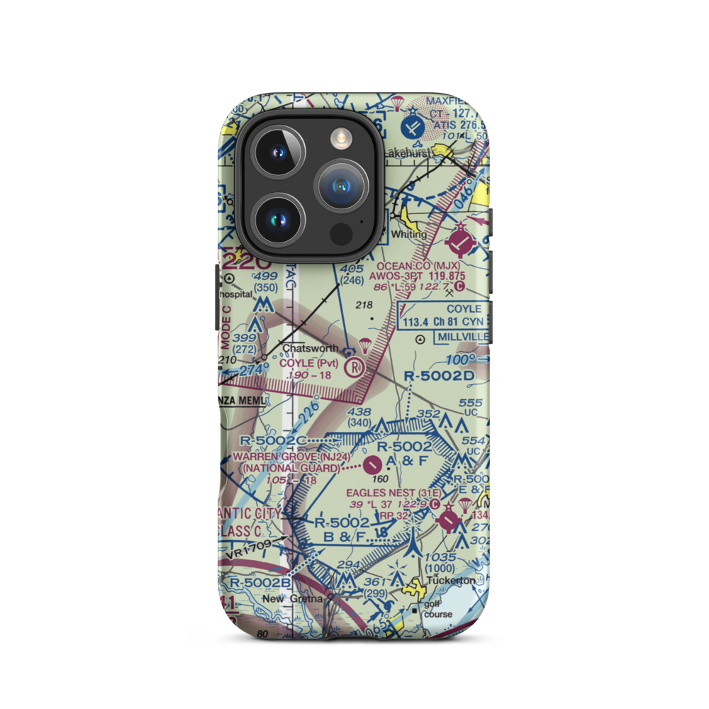 Coyle Field (NJ20) VFR Sectional  Tough iPhone Case iPhone 16 Pro model shown