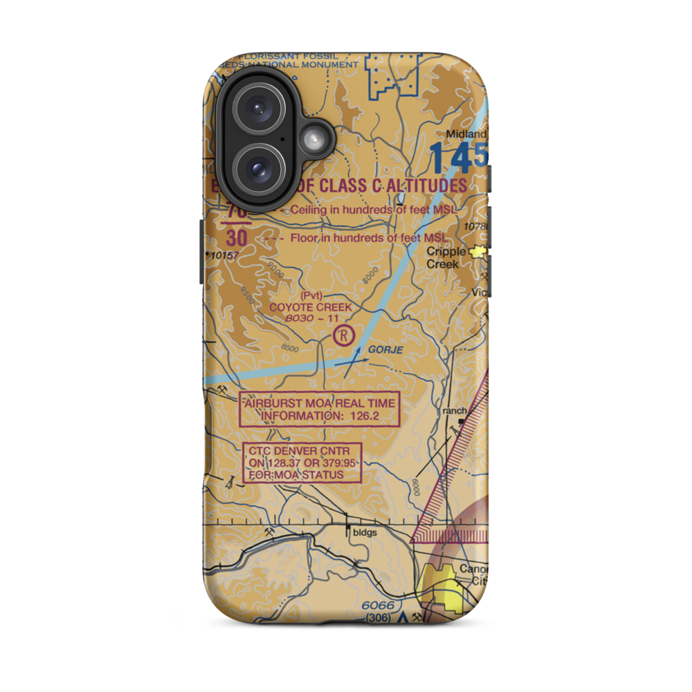 Coyote Creek Ranch Airport (30CO) VFR Sectional  Tough iPhone Case iPhone 16 Plus model shown