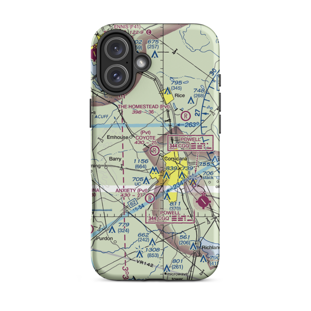 Coyote Field (4XS1) VFR Sectional  Tough iPhone Case iPhone 16 Plus model shown