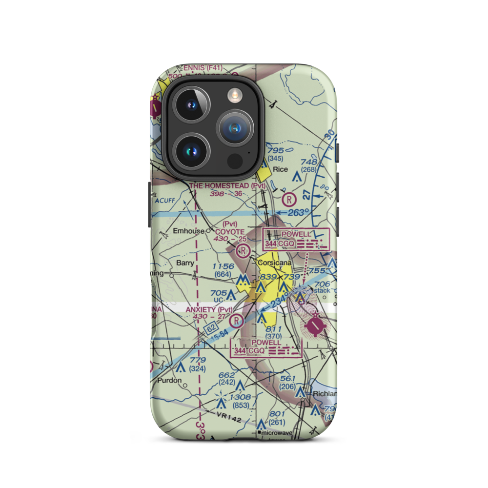 Coyote Field (4XS1) VFR Sectional  Tough iPhone Case iPhone 16 Pro model shown