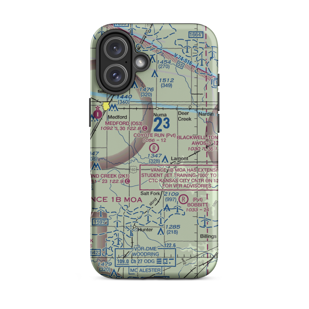 Coyote Run Airport (48OK) VFR Sectional  Tough iPhone Case iPhone 16 Plus model shown