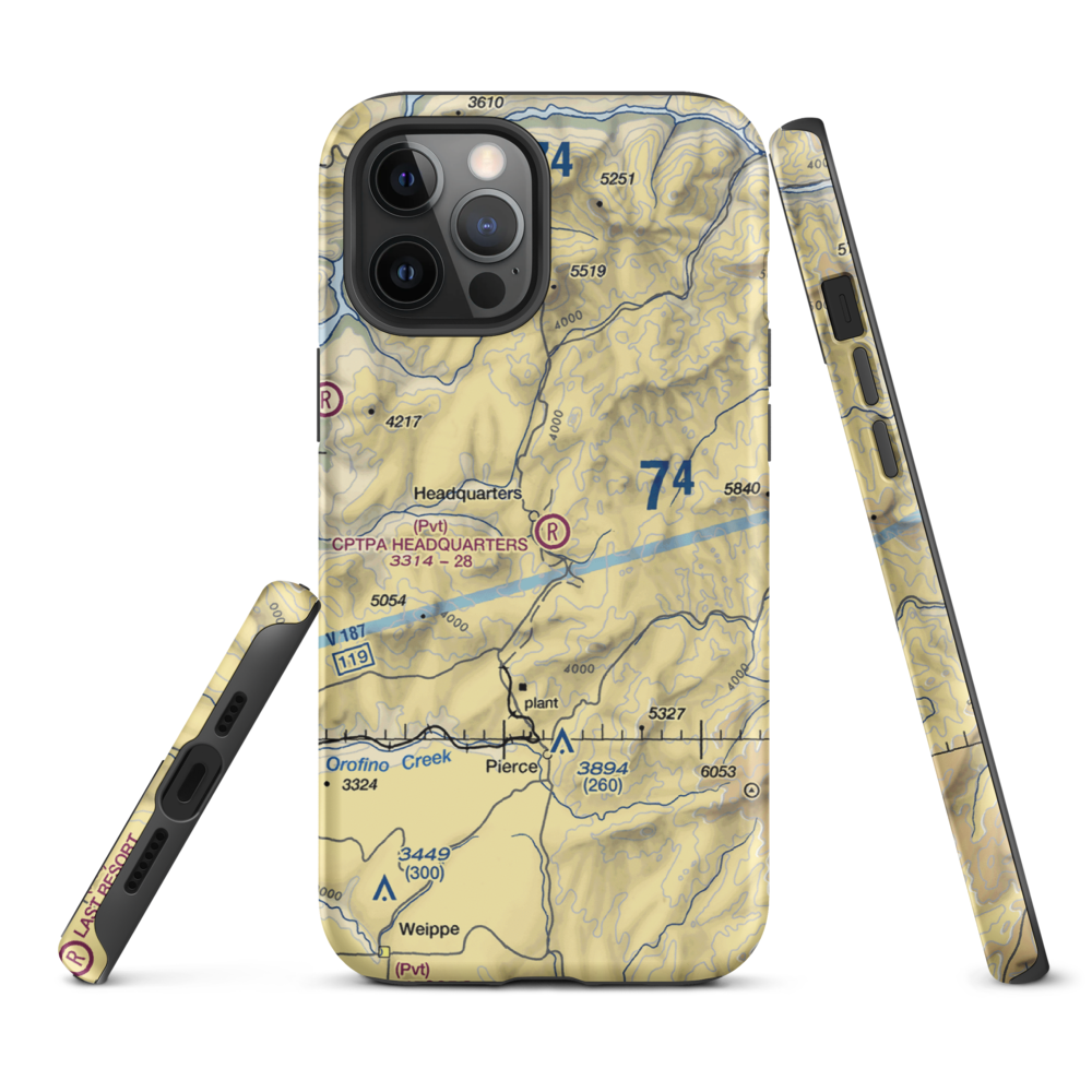 Cptpa Headquarters Airport (ID84) VFR Sectional  Tough iPhone Case iPhone 12 Pro Max model shown