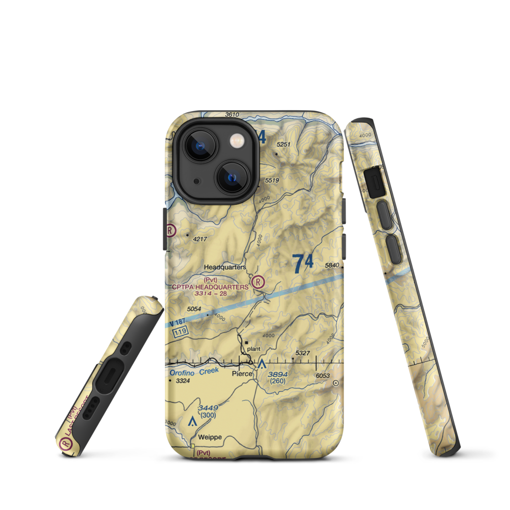 Cptpa Headquarters Airport (ID84) VFR Sectional  Tough iPhone Case iPhone 13 mini model shown