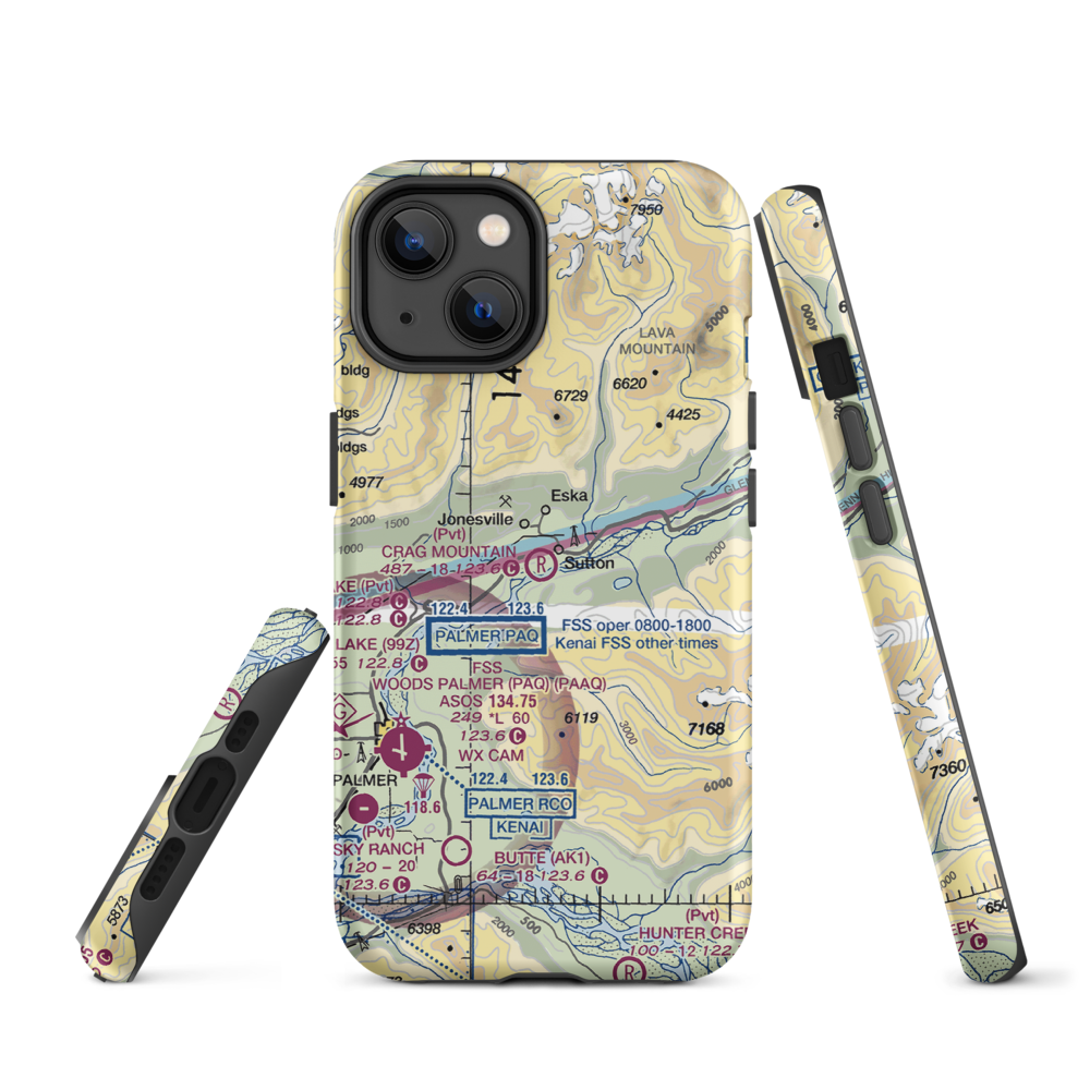 Crag Mountain Airport (52AK) VFR Sectional  Tough iPhone Case iPhone 14 model shown