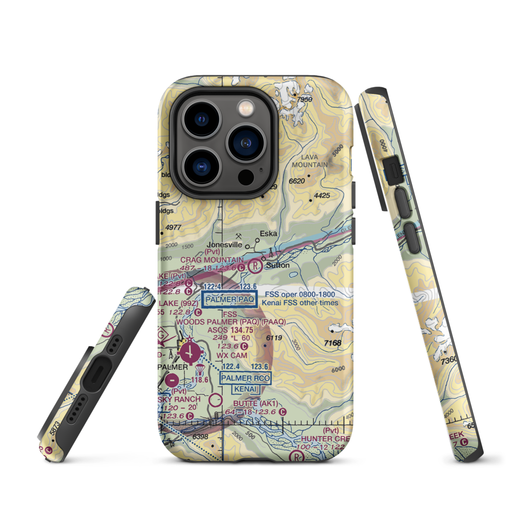 Crag Mountain Airport (52AK) VFR Sectional  Tough iPhone Case iPhone 14 Pro model shown