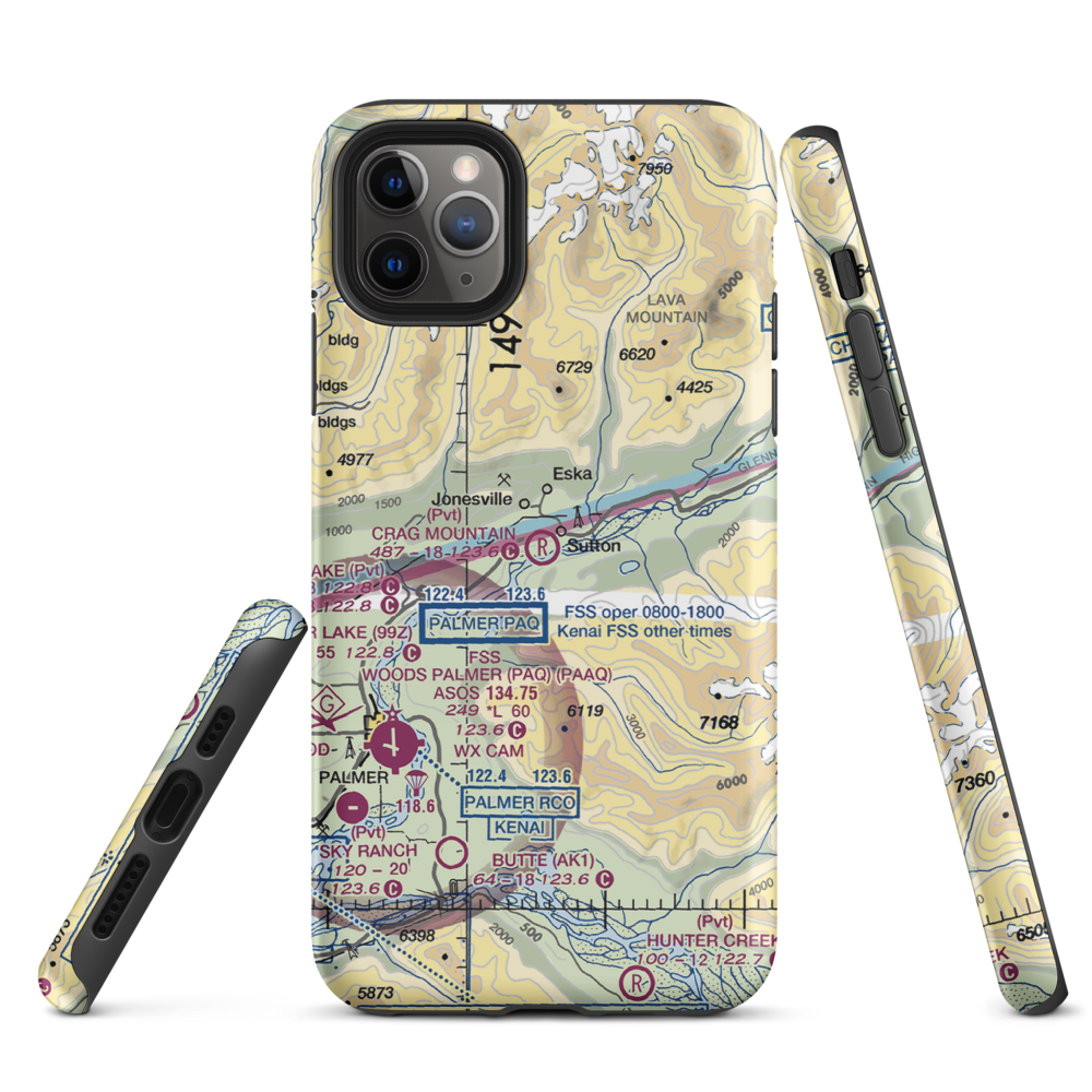 Crag Mountain Airport (52AK) VFR Sectional  Tough iPhone Case iPhone 11 Pro Max model shown