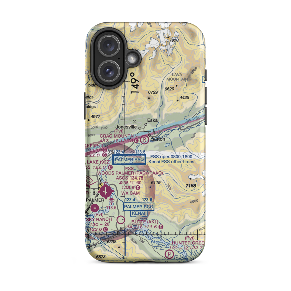 Crag Mountain Airport (52AK) VFR Sectional  Tough iPhone Case iPhone 16 Plus model shown