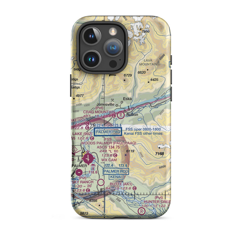 Crag Mountain Airport (52AK) VFR Sectional  Tough iPhone Case iPhone 16 Pro Max model shown