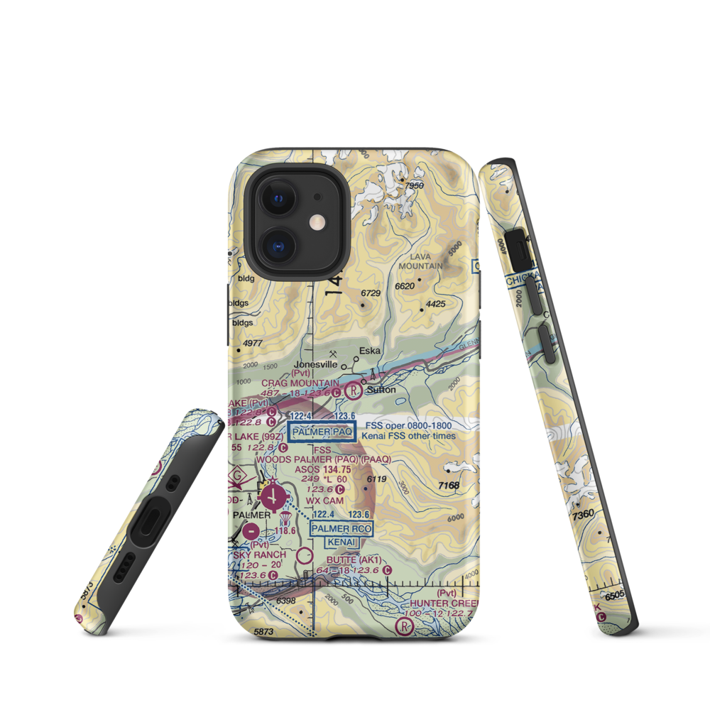 Crag Mountain Airport (52AK) VFR Sectional  Tough iPhone Case iPhone 12 mini model shown