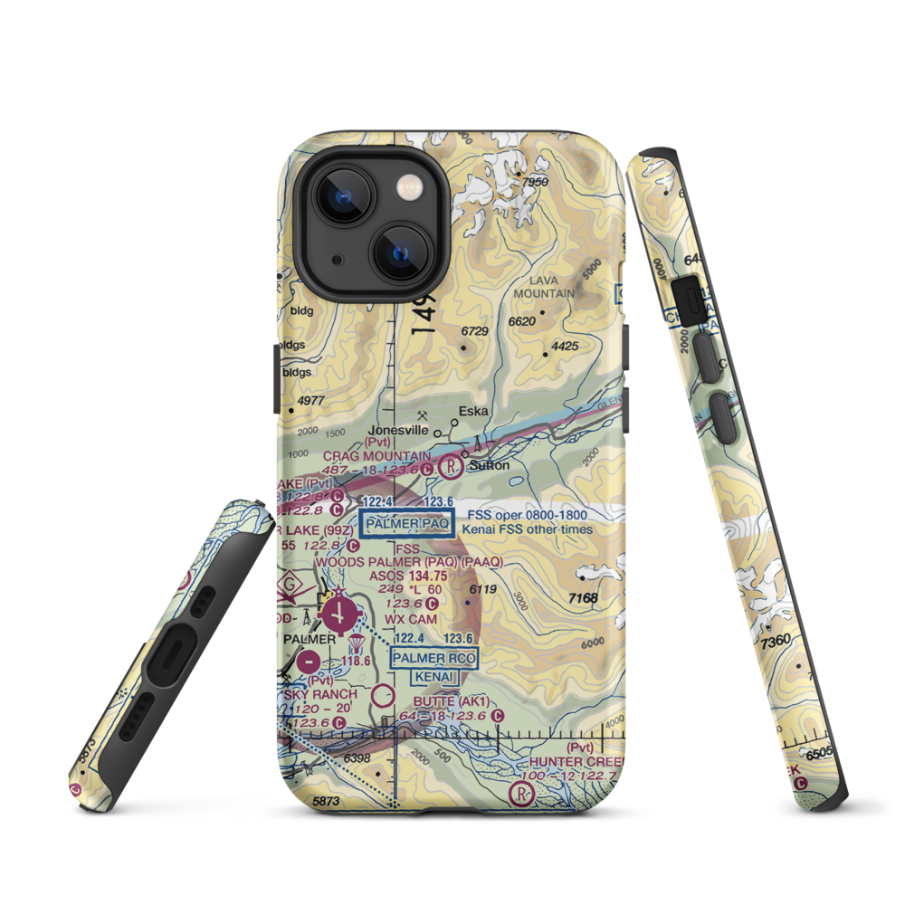 Crag Mountain Airport (52AK) VFR Sectional  Tough iPhone Case iPhone 13 model shown