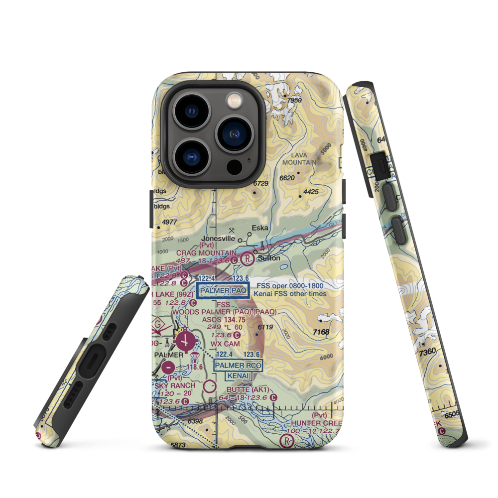 Crag Mountain Airport (52AK) VFR Sectional  Tough iPhone Case iPhone 13 Pro model shown