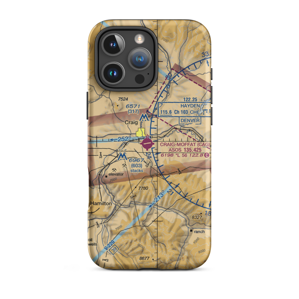Craig Moffat Airport (CAG) VFR Sectional  Tough iPhone Case iPhone 16 Pro Max model shown