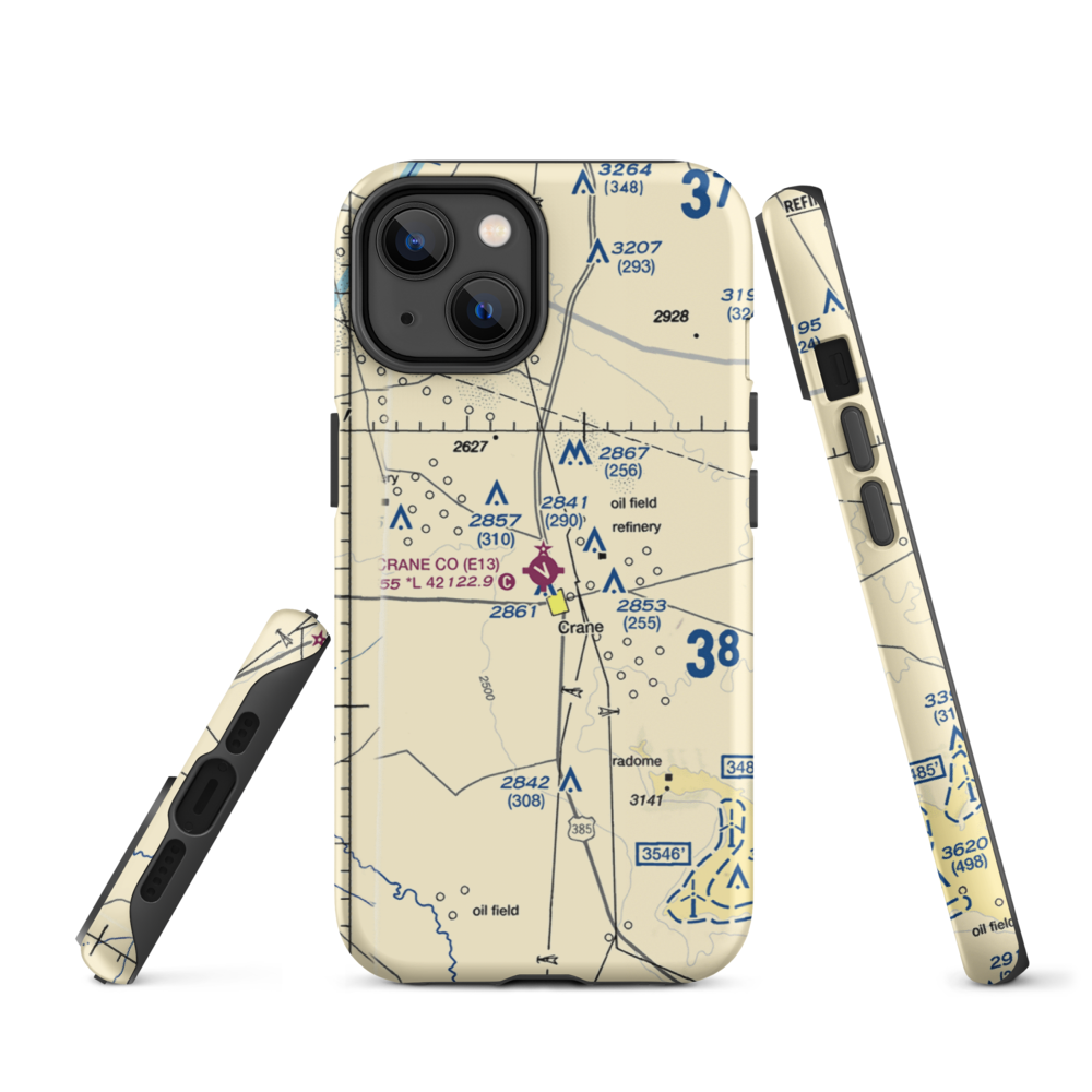 Crane County Airport (E13) VFR Sectional  Tough iPhone Case iPhone 14 model shown