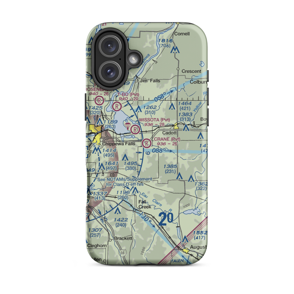 Crane Field (WI21) VFR Sectional  Tough iPhone Case iPhone 16 Plus model shown