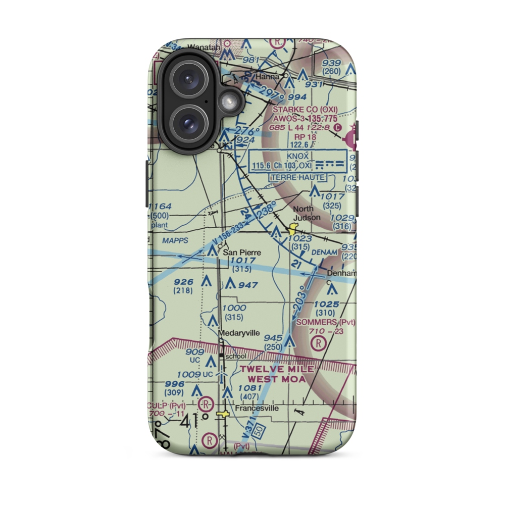 Crawford Field (II90) VFR Sectional  Tough iPhone Case iPhone 16 Plus model shown