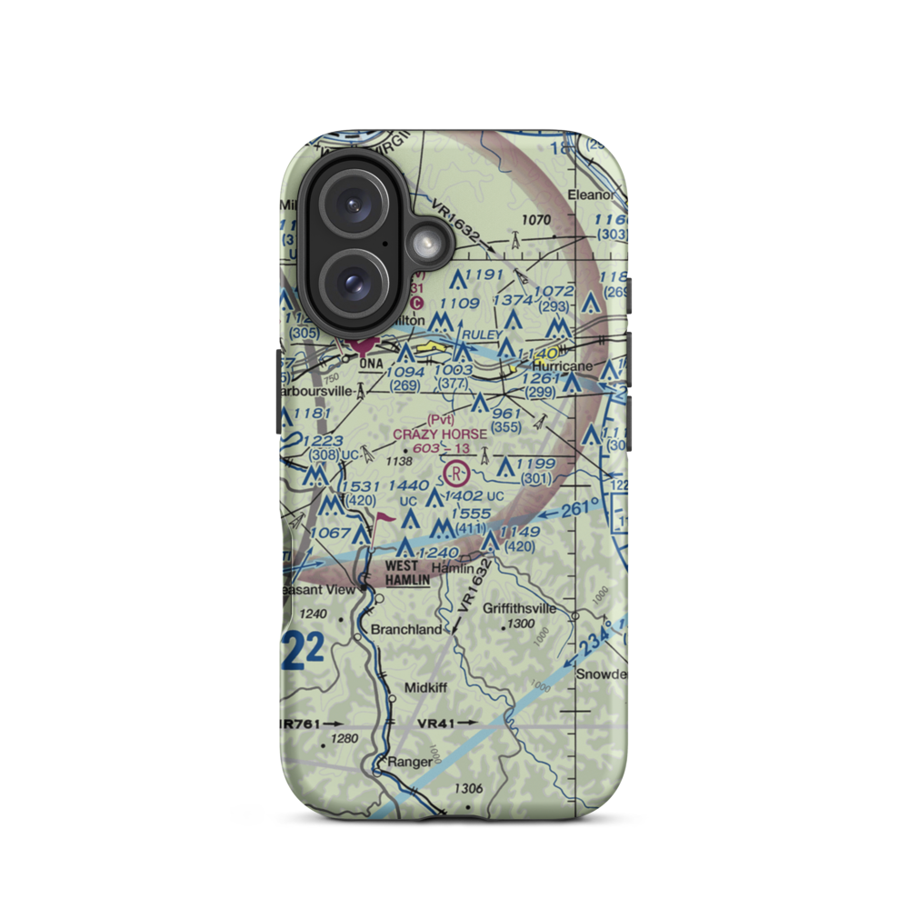Crazy Horse Airport (12WV) VFR Sectional  Tough iPhone Case iPhone 16 model shown