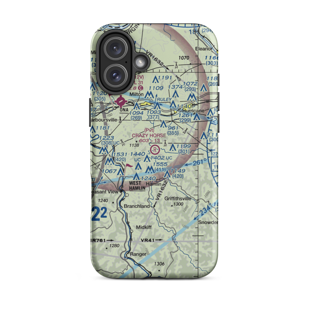Crazy Horse Airport (12WV) VFR Sectional  Tough iPhone Case iPhone 16 Plus model shown