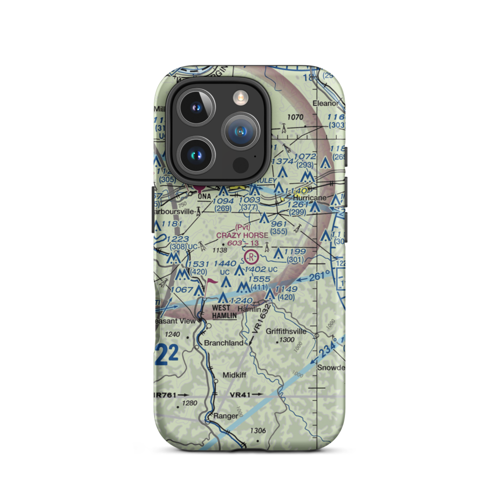 Crazy Horse Airport (12WV) VFR Sectional  Tough iPhone Case iPhone 16 Pro model shown