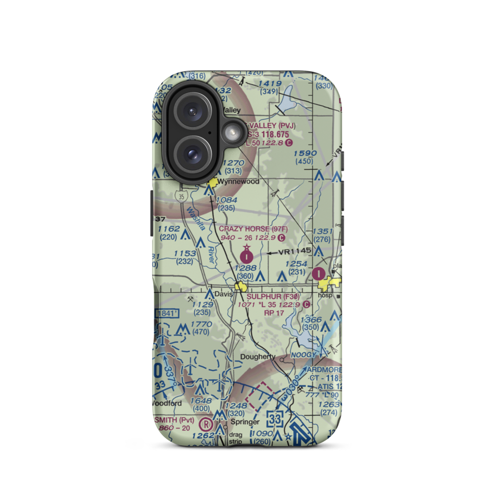 Crazy Horse Municipal Airport (97F) VFR Sectional  Tough iPhone Case iPhone 16 model shown