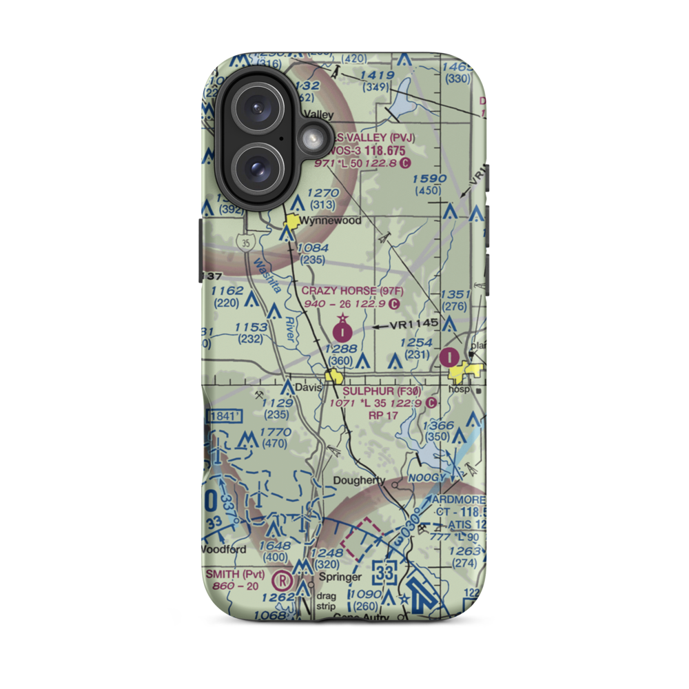 Crazy Horse Municipal Airport (97F) VFR Sectional  Tough iPhone Case iPhone 16 Plus model shown