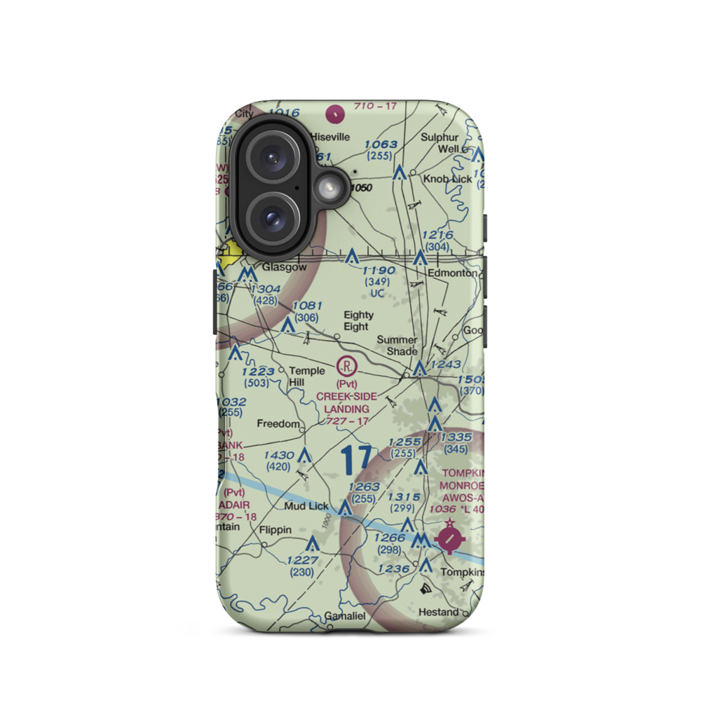 Creek Side Landing Airport (4KY1) VFR Sectional  Tough iPhone Case iPhone 16 model shown