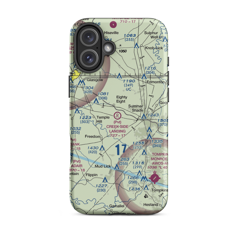 Creek Side Landing Airport (4KY1) VFR Sectional  Tough iPhone Case iPhone 16 Plus model shown