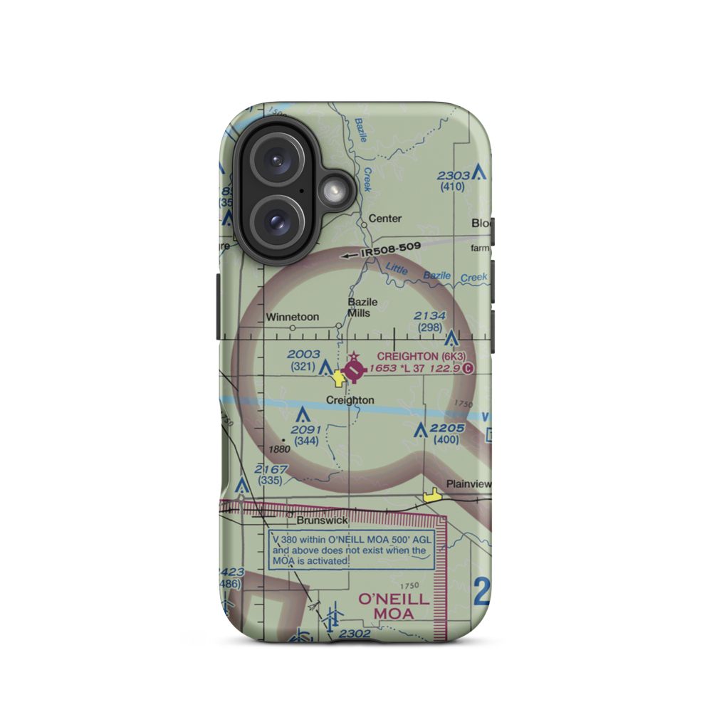 Creighton Municipal Airport (6K3) VFR Sectional  Tough iPhone Case iPhone 16 model shown