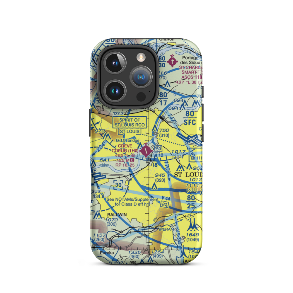 Creve Coeur Airport (1H0) VFR Sectional  Tough iPhone Case iPhone 16 Pro model shown