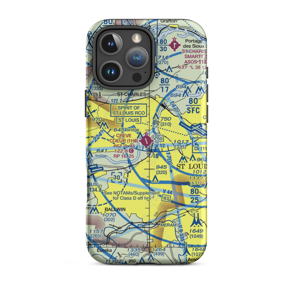 Creve Coeur Airport (1H0) VFR Sectional  Tough iPhone Case iPhone 16 Pro Max model shown