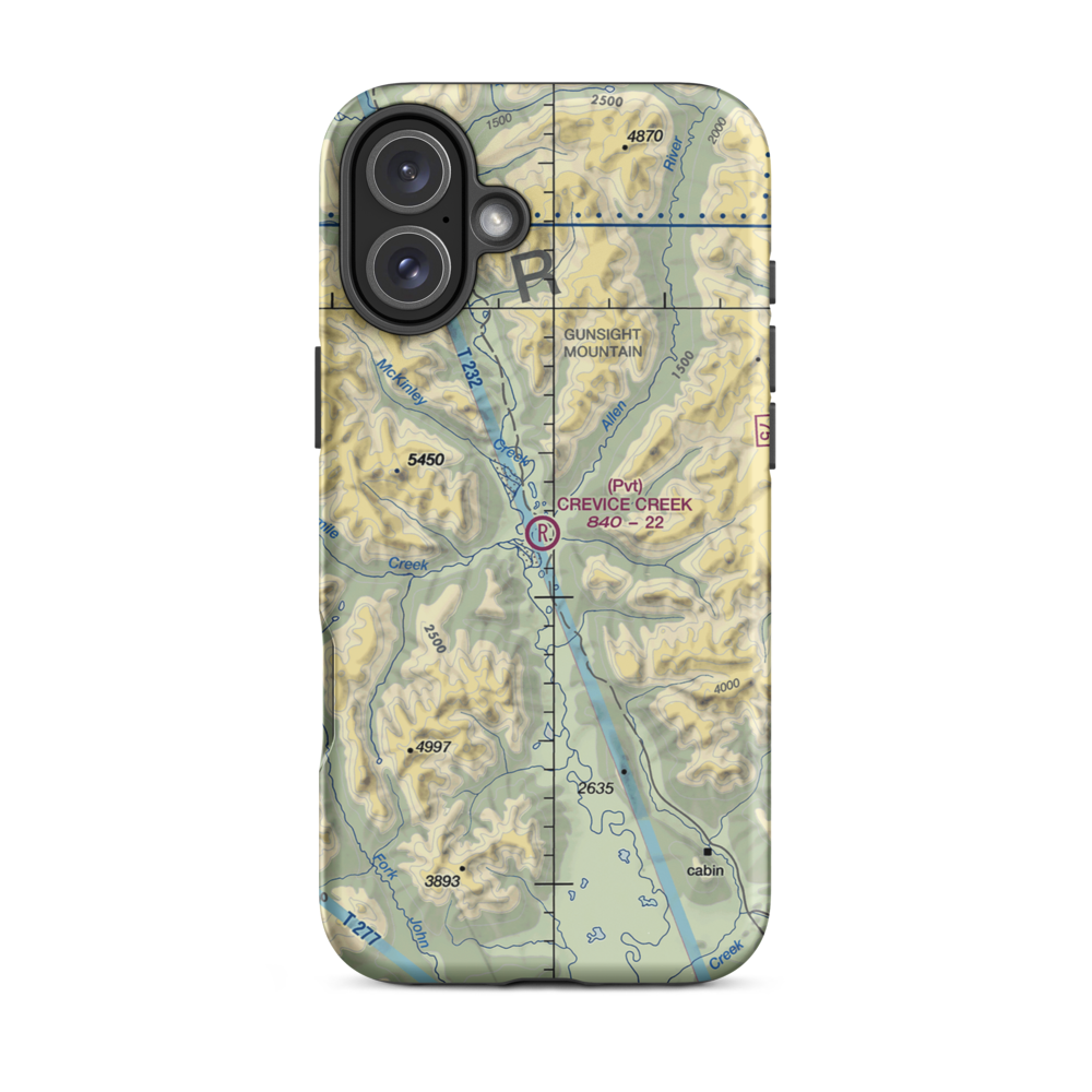 Crevice Creek Airport (1AK1) VFR Sectional  Tough iPhone Case iPhone 16 Plus model shown