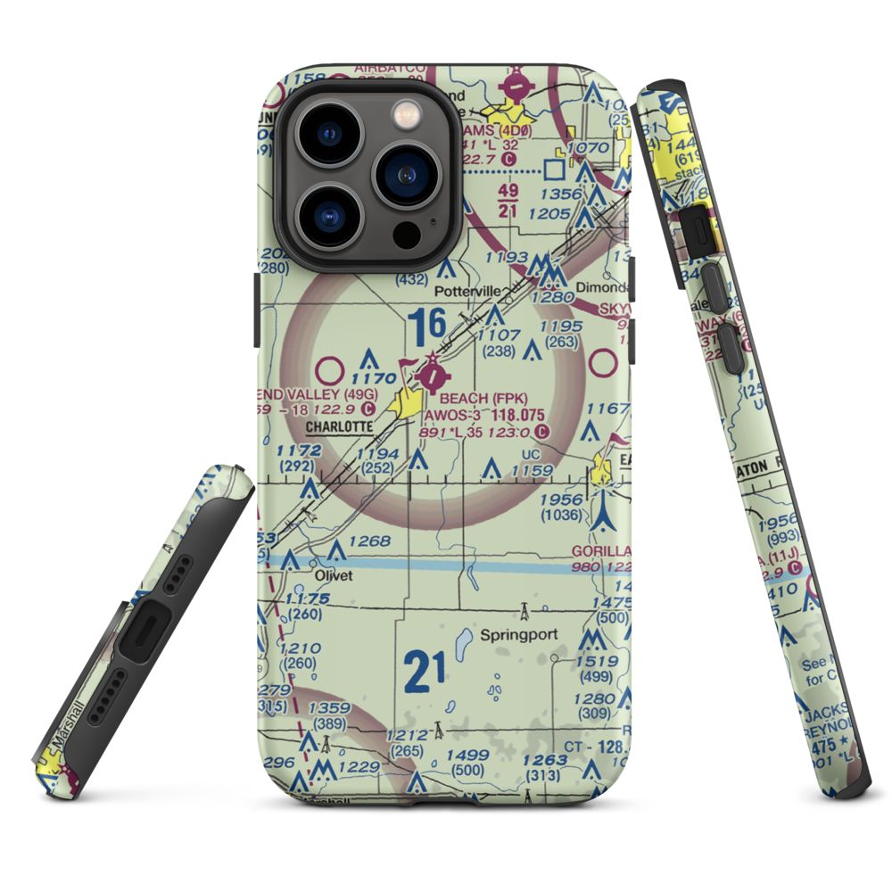 Crippen Field (MI11) VFR Sectional  Tough iPhone Case iPhone 13 Pro Max model shown