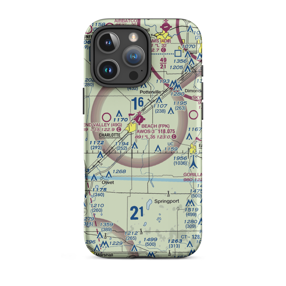 Crippen Field (MI11) VFR Sectional  Tough iPhone Case iPhone 16 Pro Max model shown