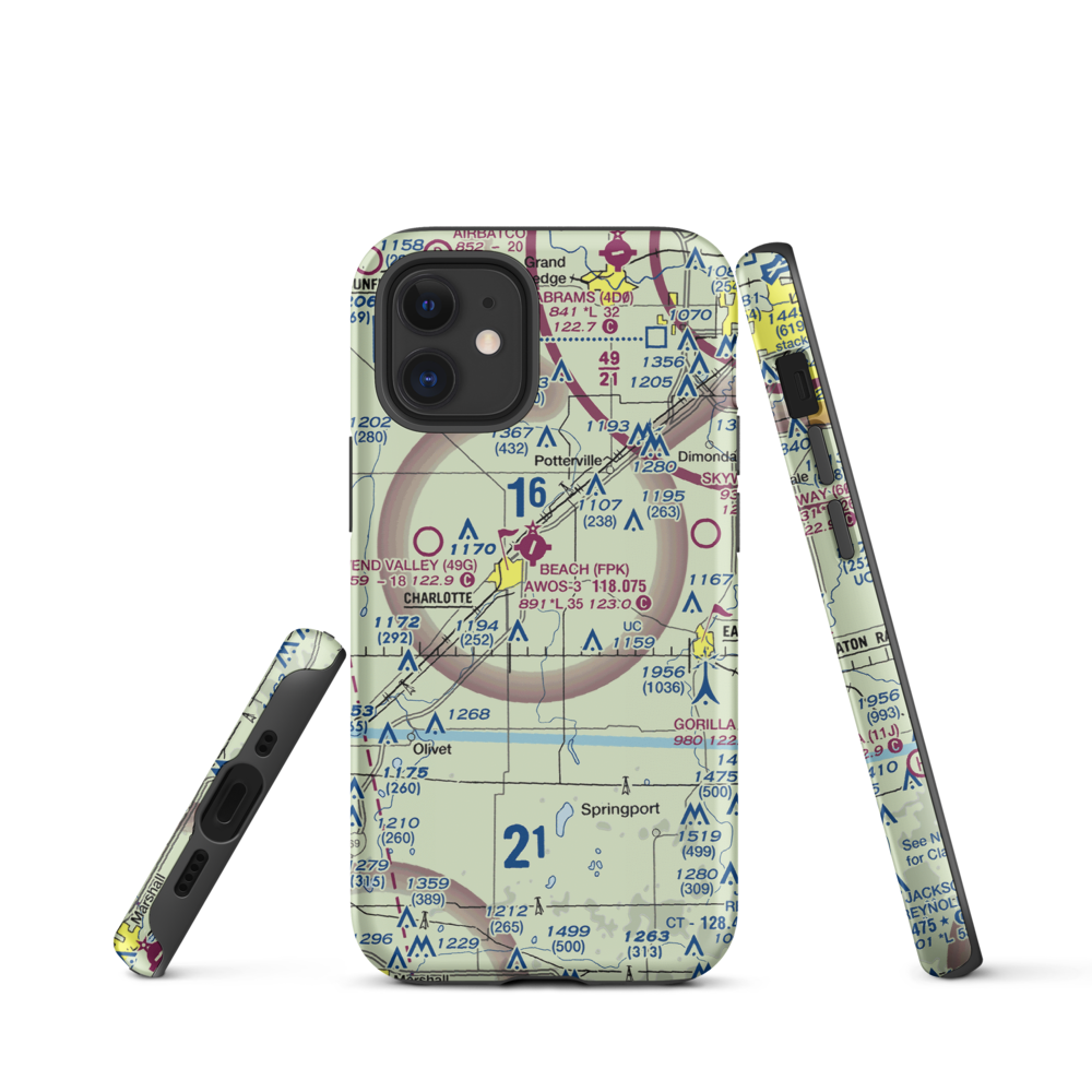 Crippen Field (MI11) VFR Sectional  Tough iPhone Case iPhone 12 mini model shown