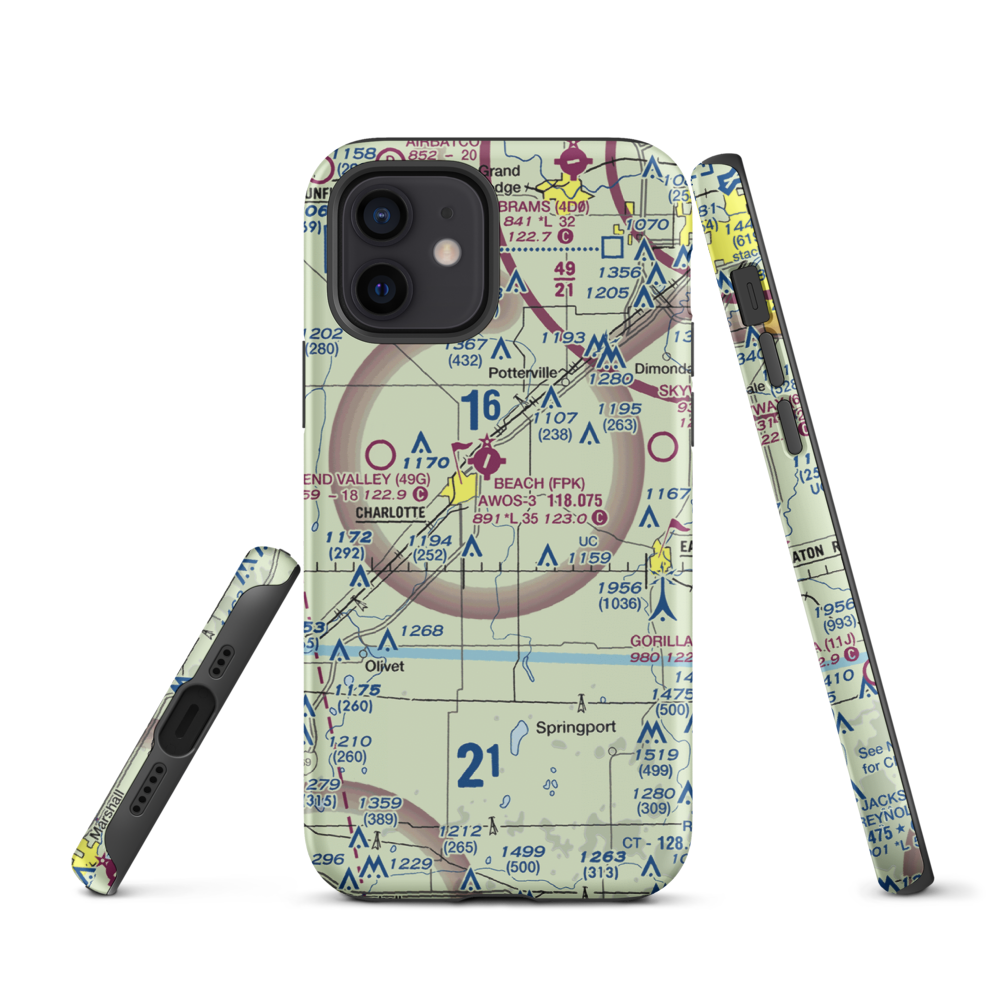 Crippen Field (MI11) VFR Sectional  Tough iPhone Case iPhone 12 model shown