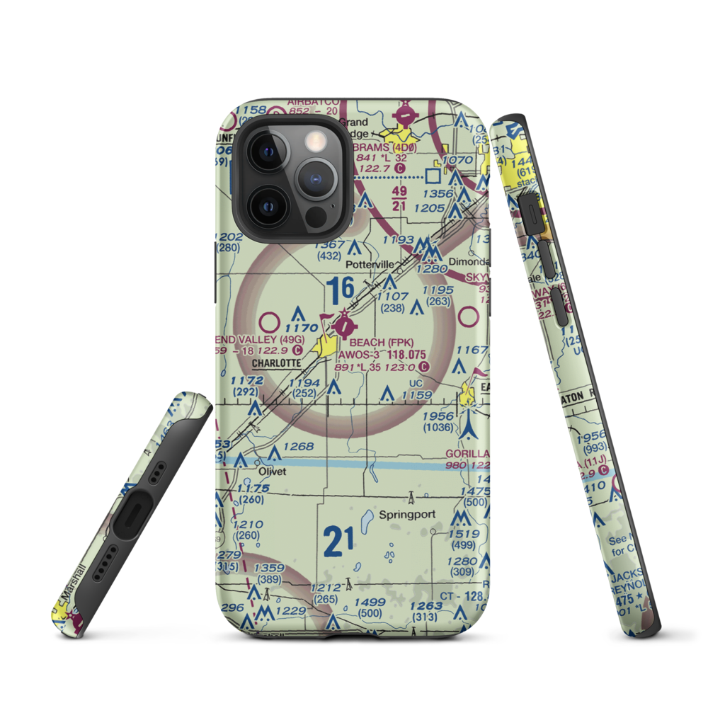 Crippen Field (MI11) VFR Sectional  Tough iPhone Case iPhone 12 Pro model shown