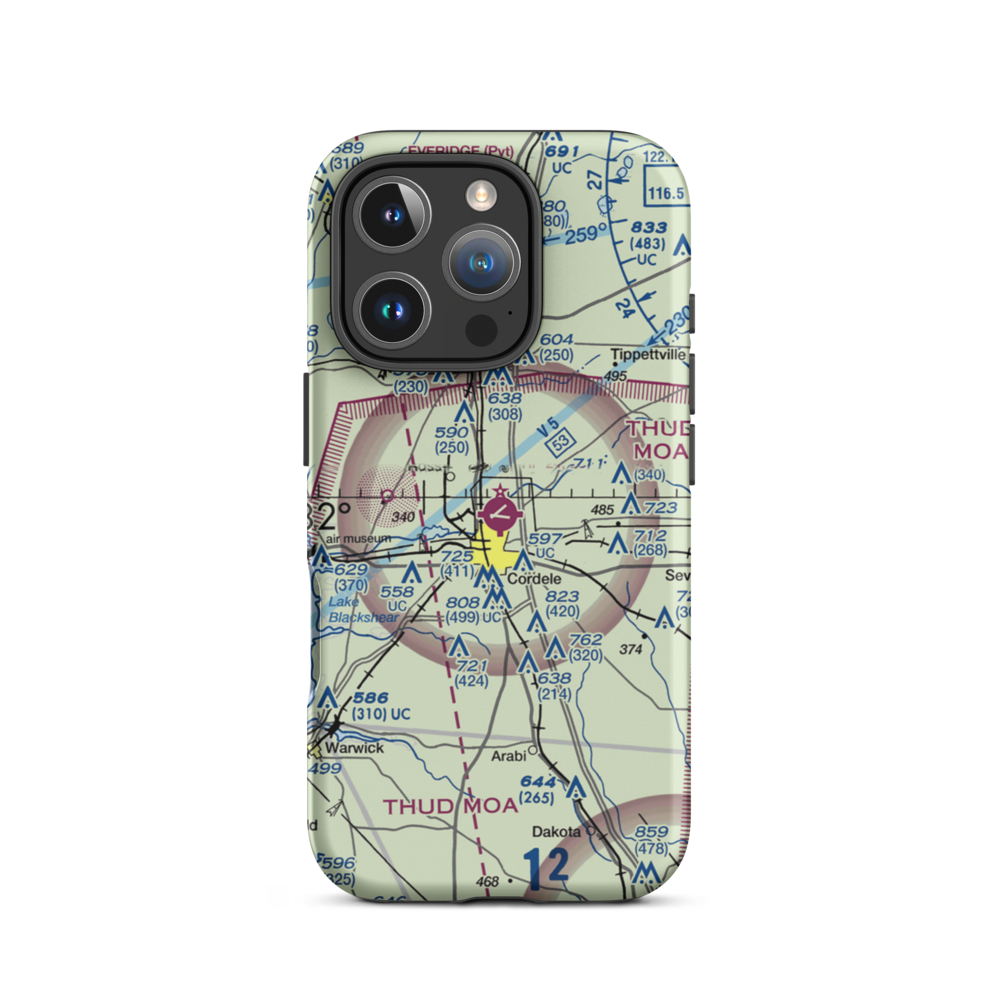 Crisp County Cordele Airport (CKF) VFR Sectional  Tough iPhone Case iPhone 16 Pro model shown
